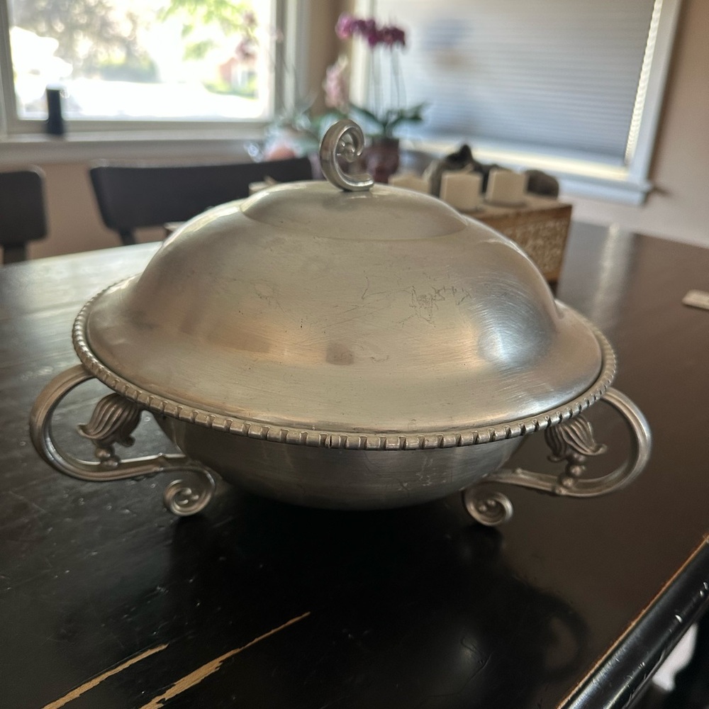 Farberware wrought aluminum covered serving dish. Vintage